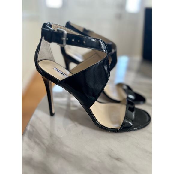 Charles David Black Patent Leather Strappy Stiletto Heel - Picture 1 of 10